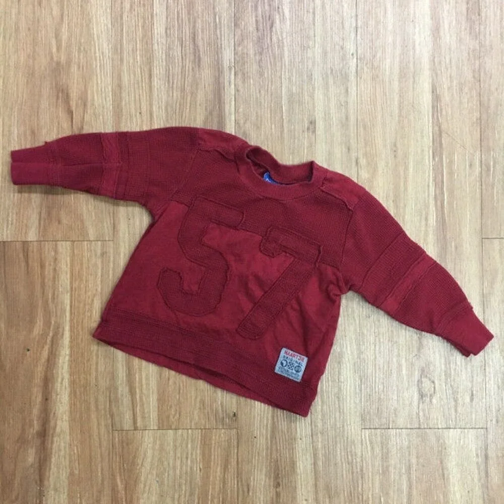 naartjie Boys Sweatshirt Size 3-6 Months Red 57 Top Thermal Layered Vintage Look